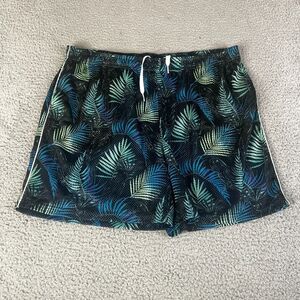 Chubbies Swim Trunks Mens XXL Blue Palm Mesh Lined Drawstring 5.5" Lake Pool